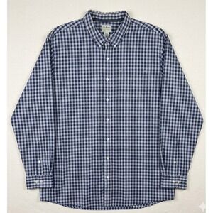 LL Bean Plaid Button Down Shirt Mens XXL Tall Blue White Traditional Fit 506140